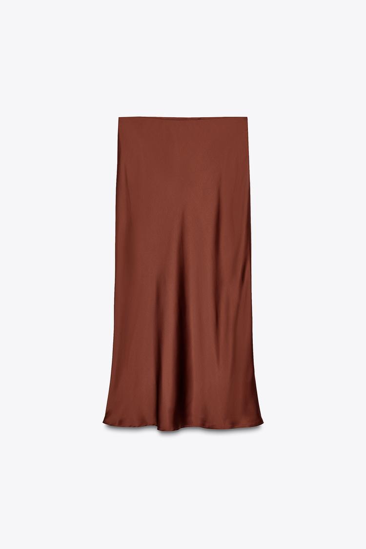 ZARA Satin Midi Skirt