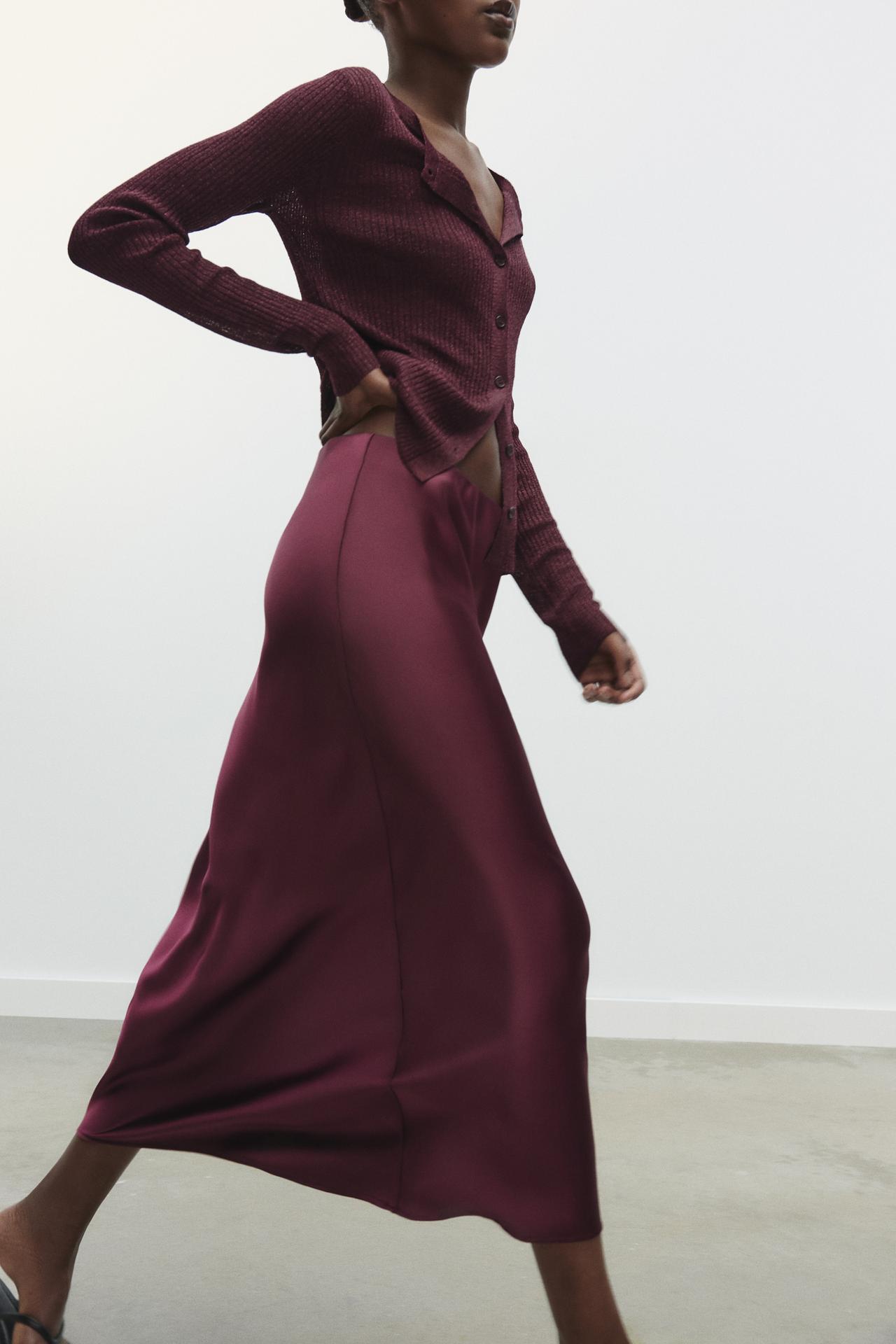 ZARA Satin Midi Skirt