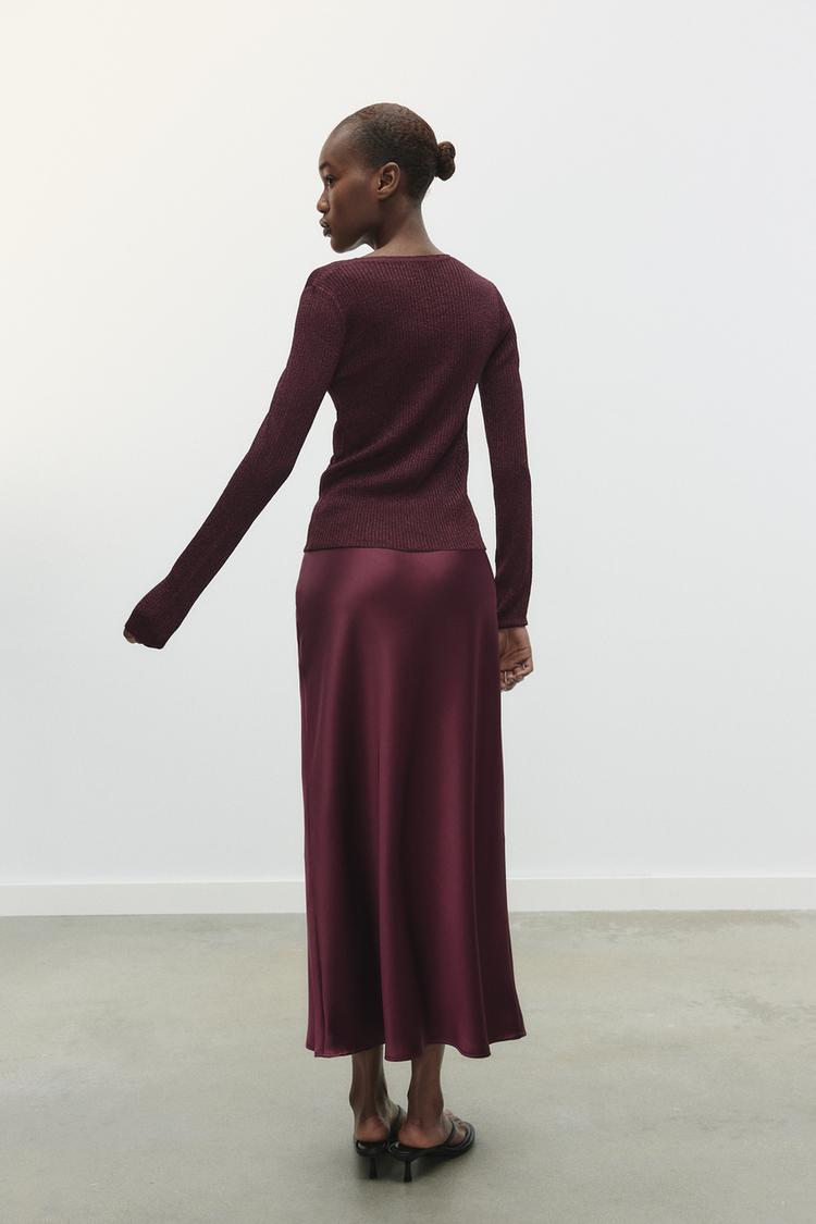 ZARA Satin Midi Skirt