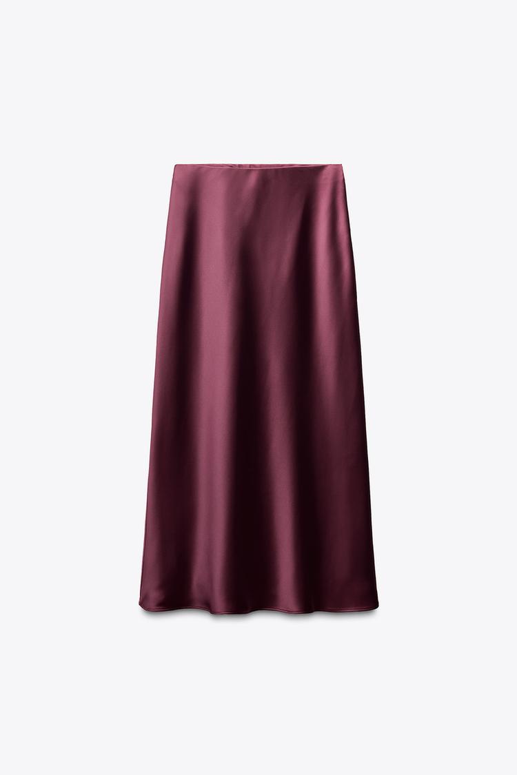 ZARA Satin Midi Skirt