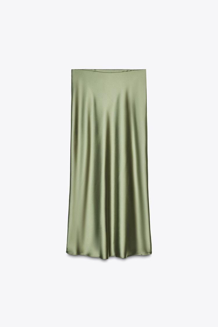 ZARA Satin Midi Skirt