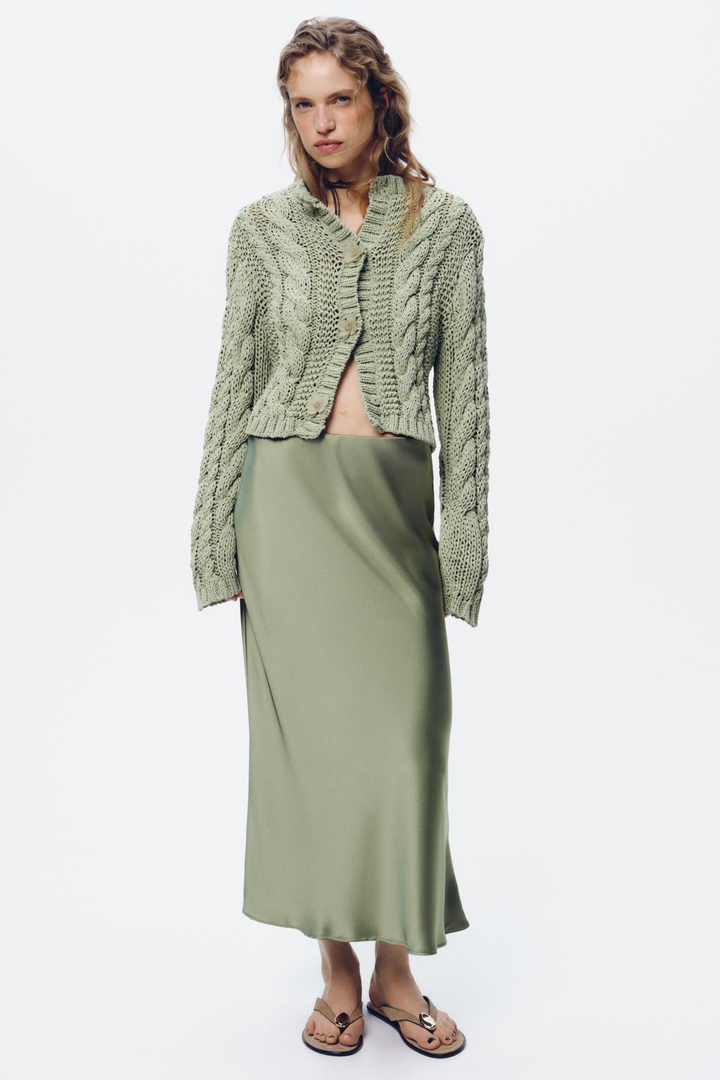 ZARA Satin Midi Skirt