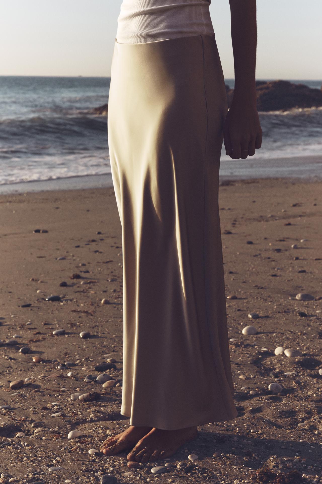 ZARA Satin Midi Skirt