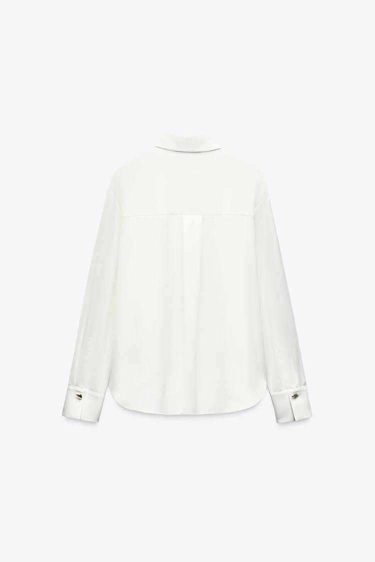 ZARA Satin Shirt with Gold Buttons