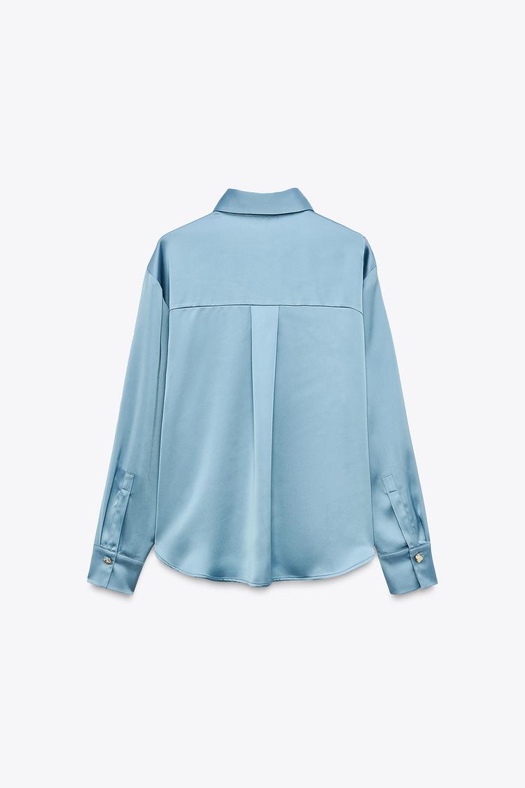 ZARA Satin Shirt with Gold Buttons