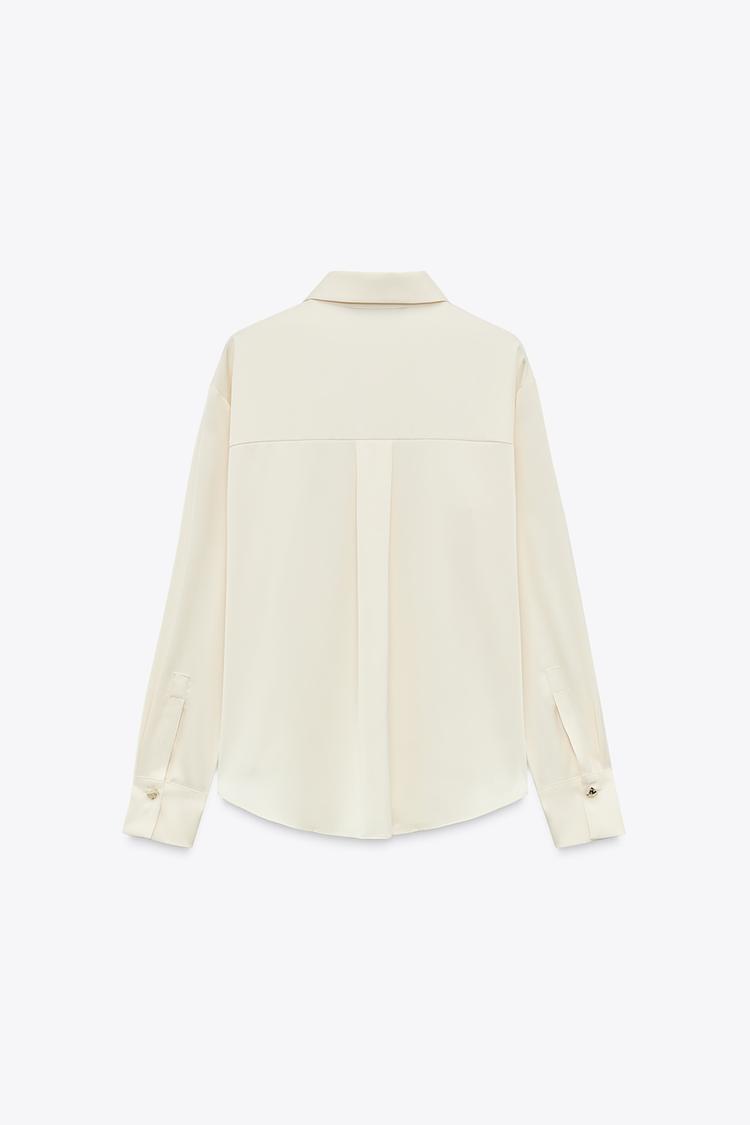 ZARA Satin Shirt with Gold Buttons