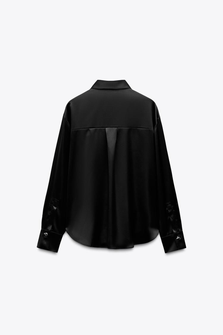 ZARA Satin Shirt with Gold Buttons