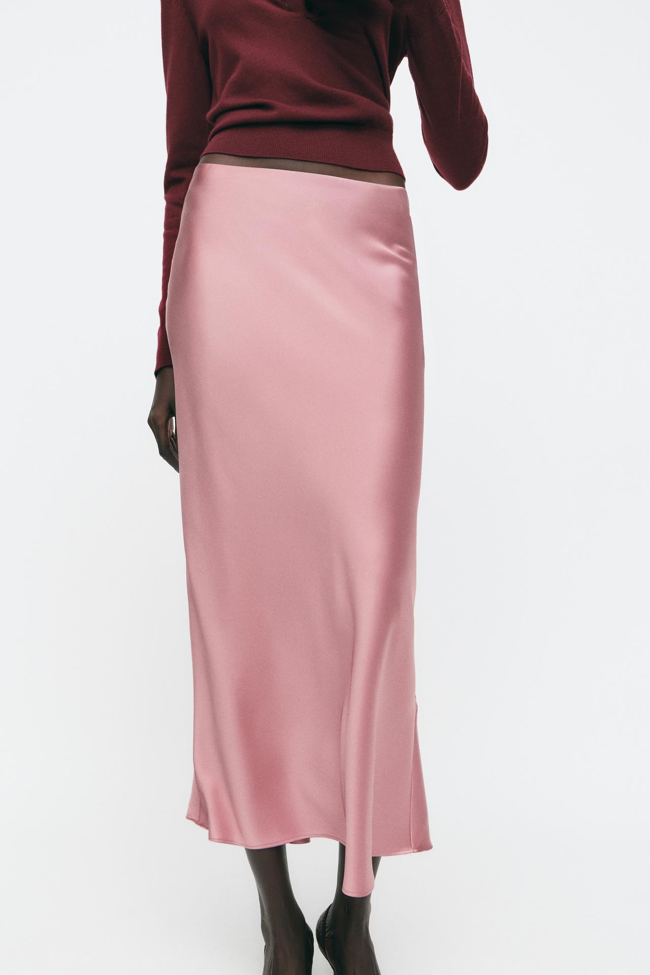 ZARA Satin Midi Skirt
