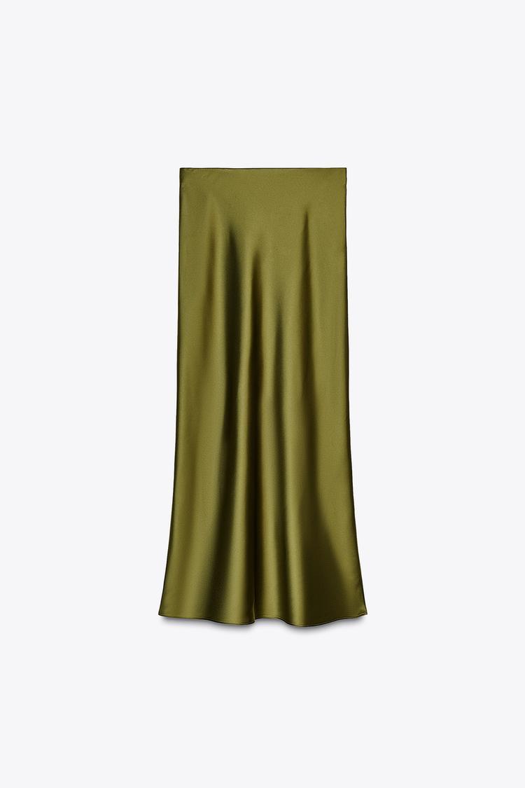ZARA Satin Midi Skirt