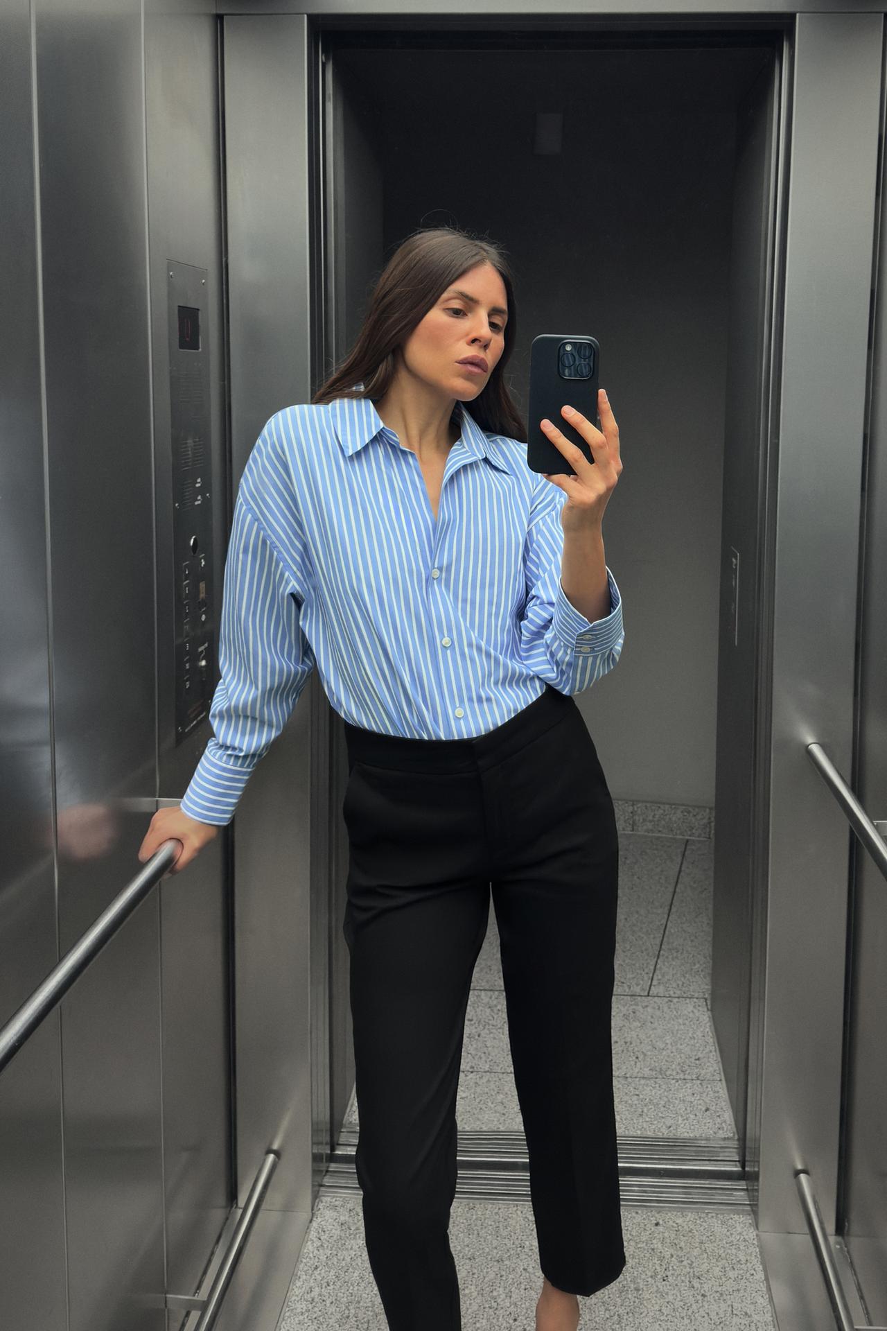 ZARA Basic Poplin Shirt - Stripe