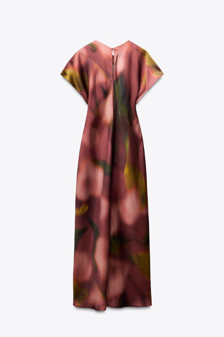 ZARA Printed Satin Midi Dress