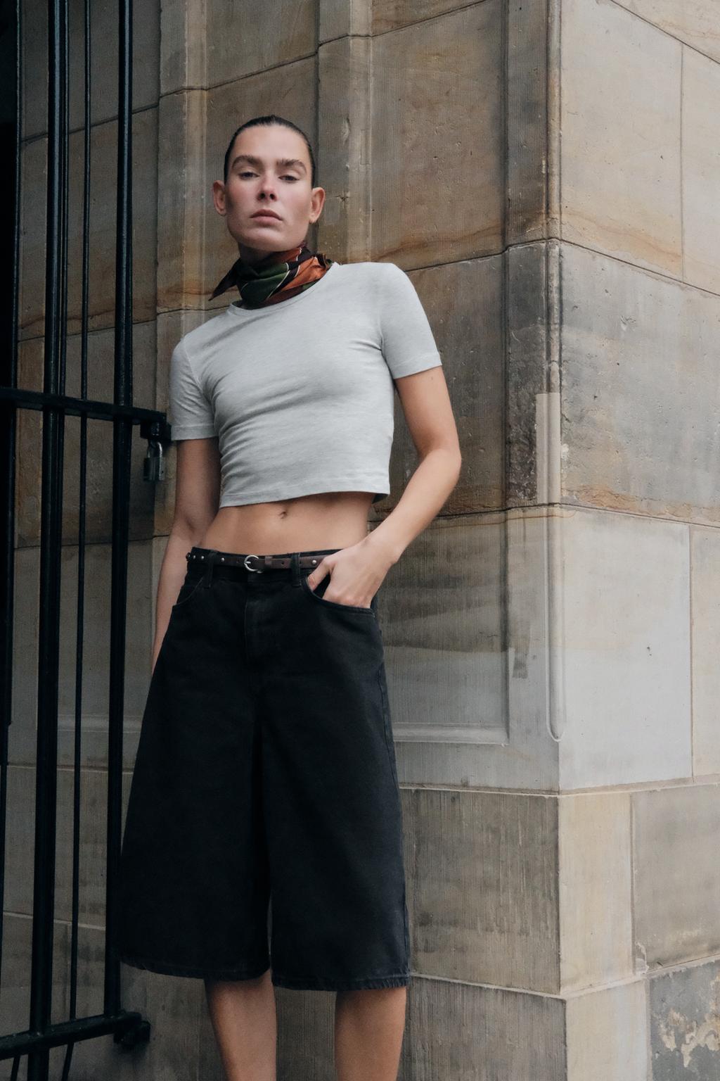 ZARA Cropped Stretch T-Shirt