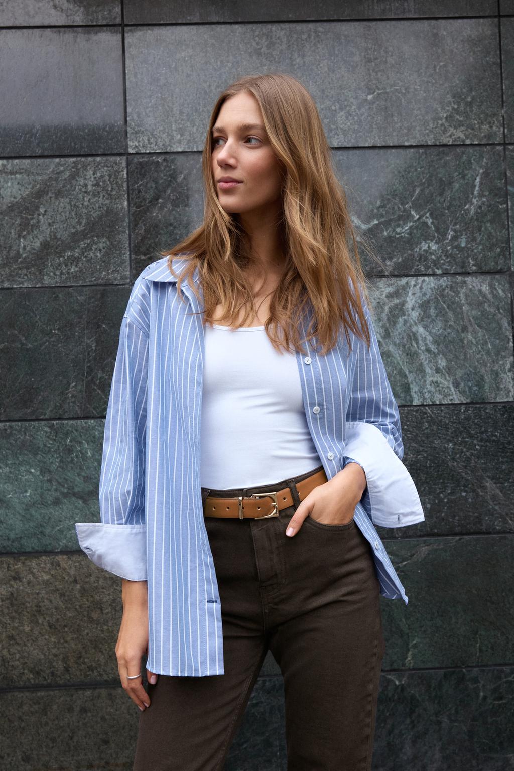 ZARA Oxford Shirt with Cotton - Stripe