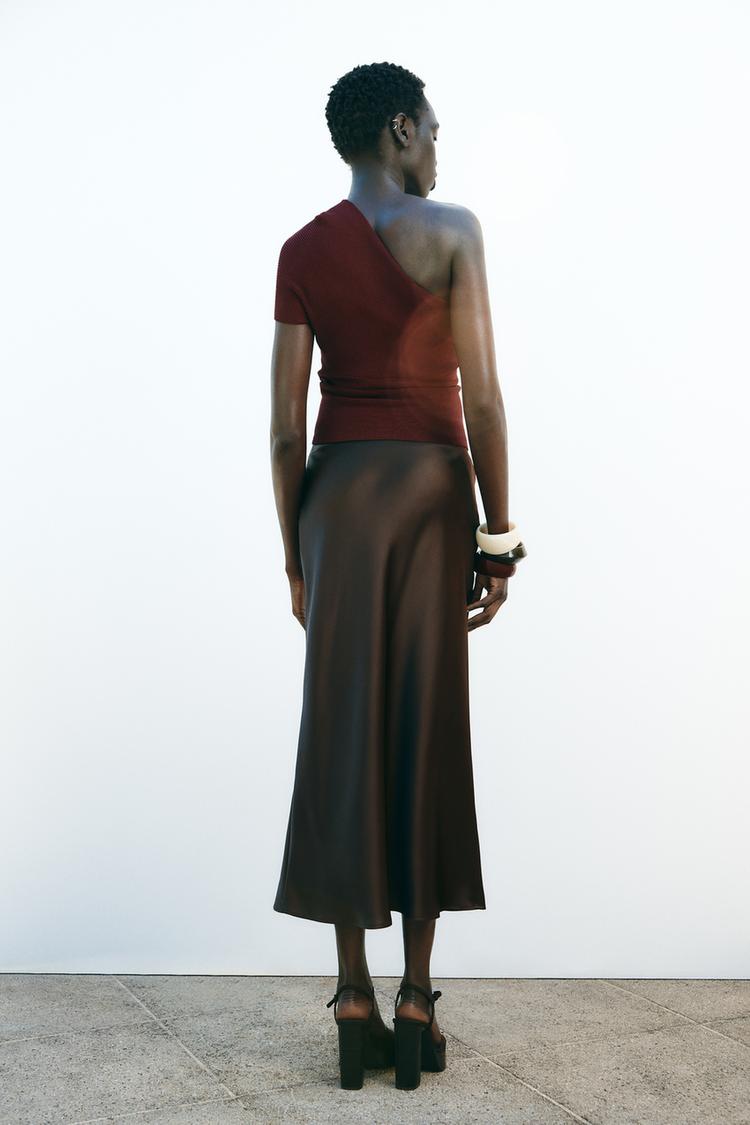 ZARA Satin Midi Skirt