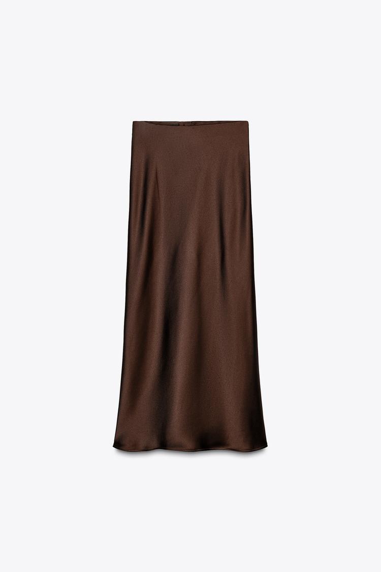 ZARA Satin Midi Skirt