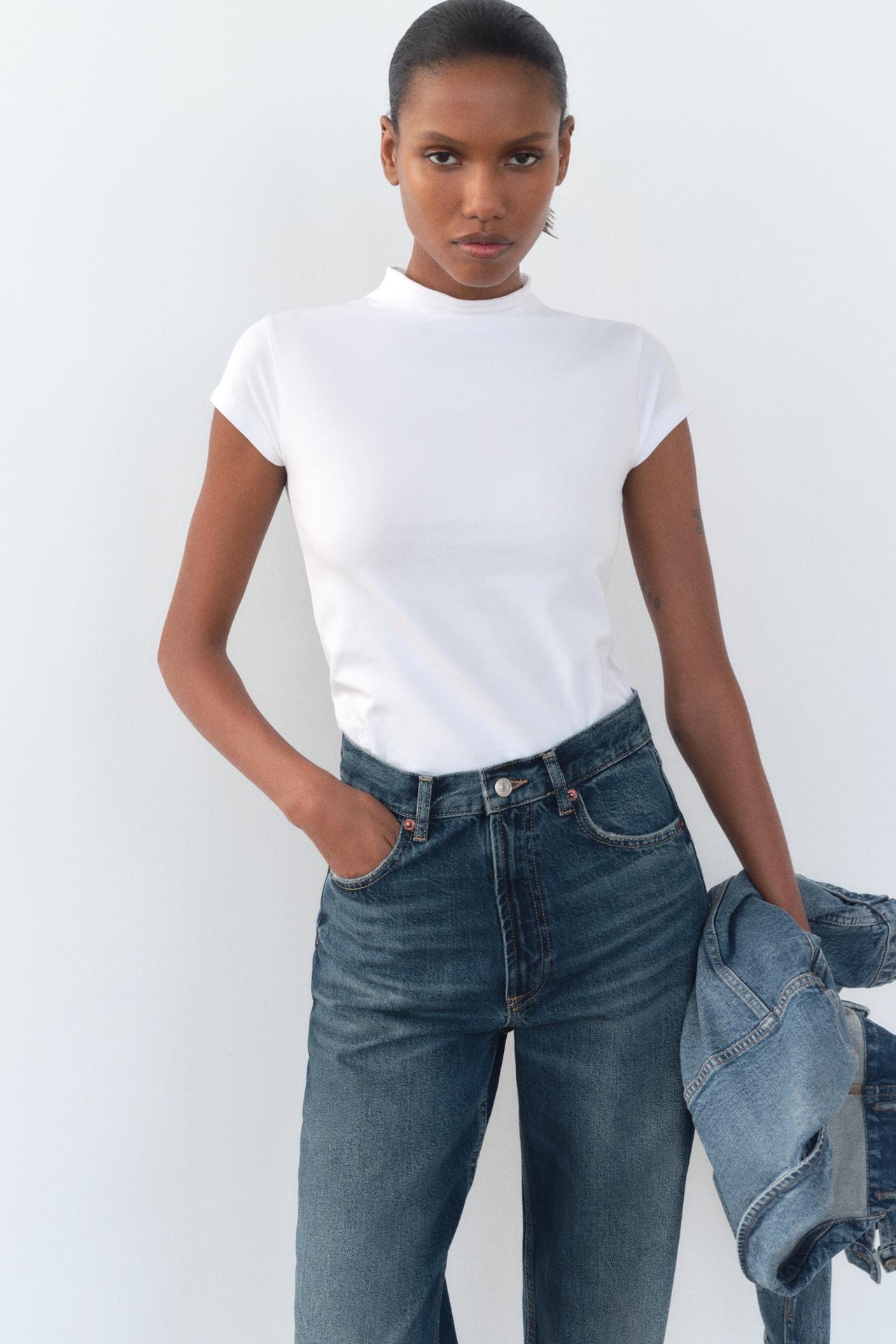 ZARA TRF High-Waist Wide-Leg Full-Length Jeans
