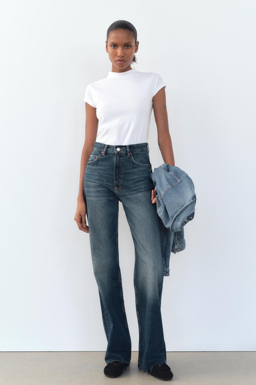 ZARA TRF High-Waist Wide-Leg Full-Length Jeans