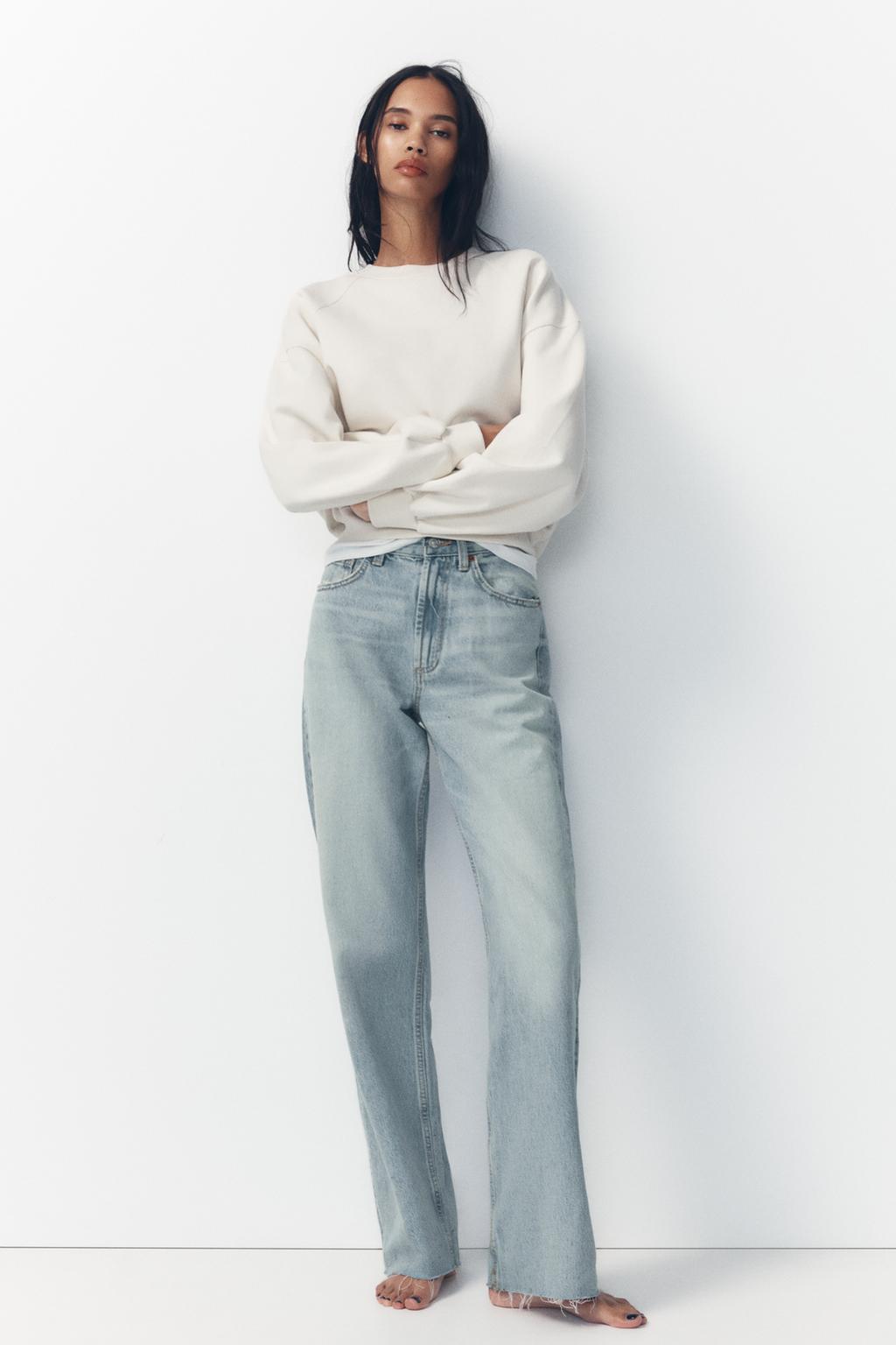 ZARA TRF High-Waist Wide-Leg Full-Length Jeans