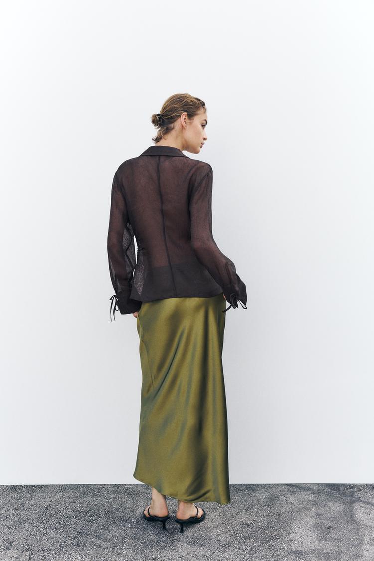 ZARA Satin Midi Skirt