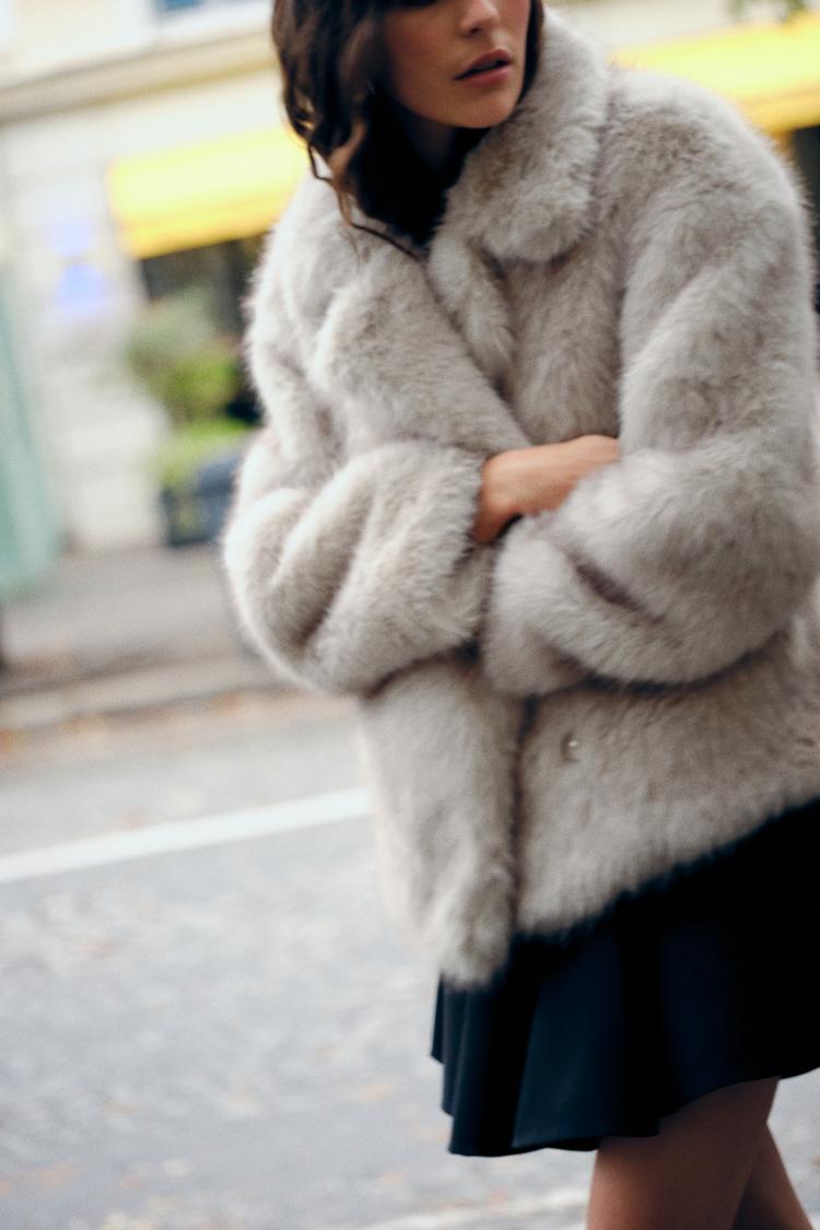 ZARA ZW Collection Faux Fur Jacket