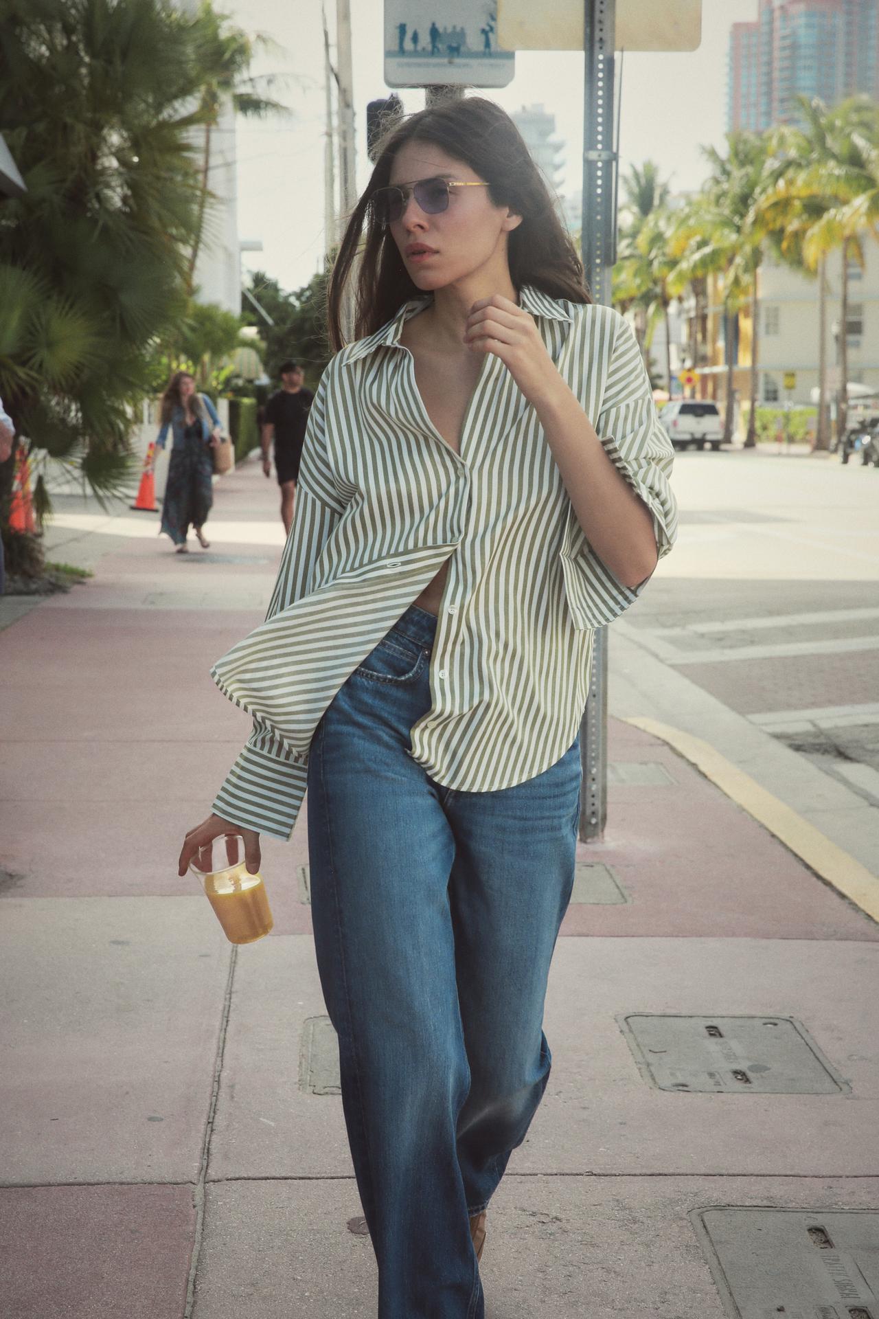 ZARA Basic Poplin Shirt - Stripe