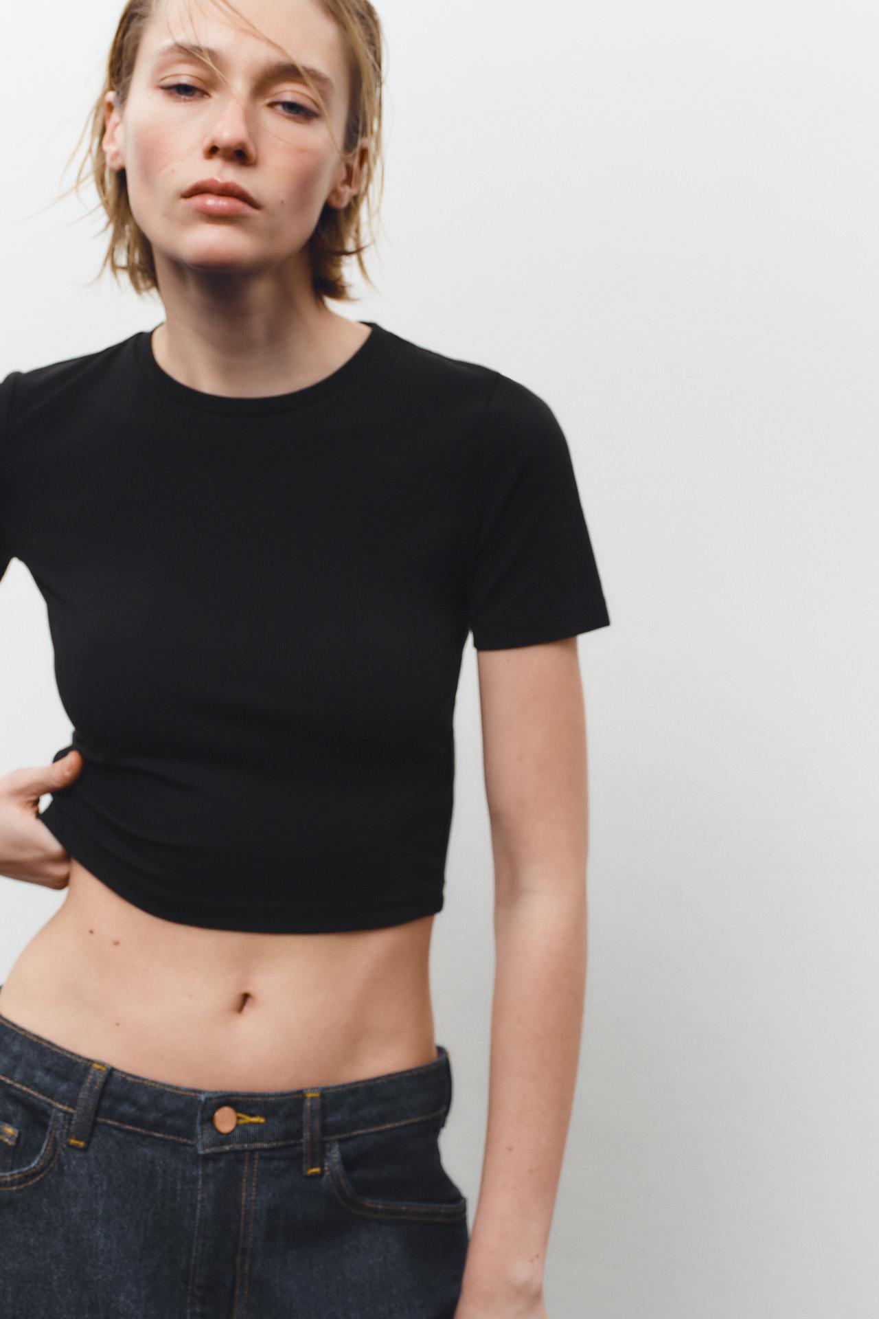 ZARA Cropped Stretch T-Shirt