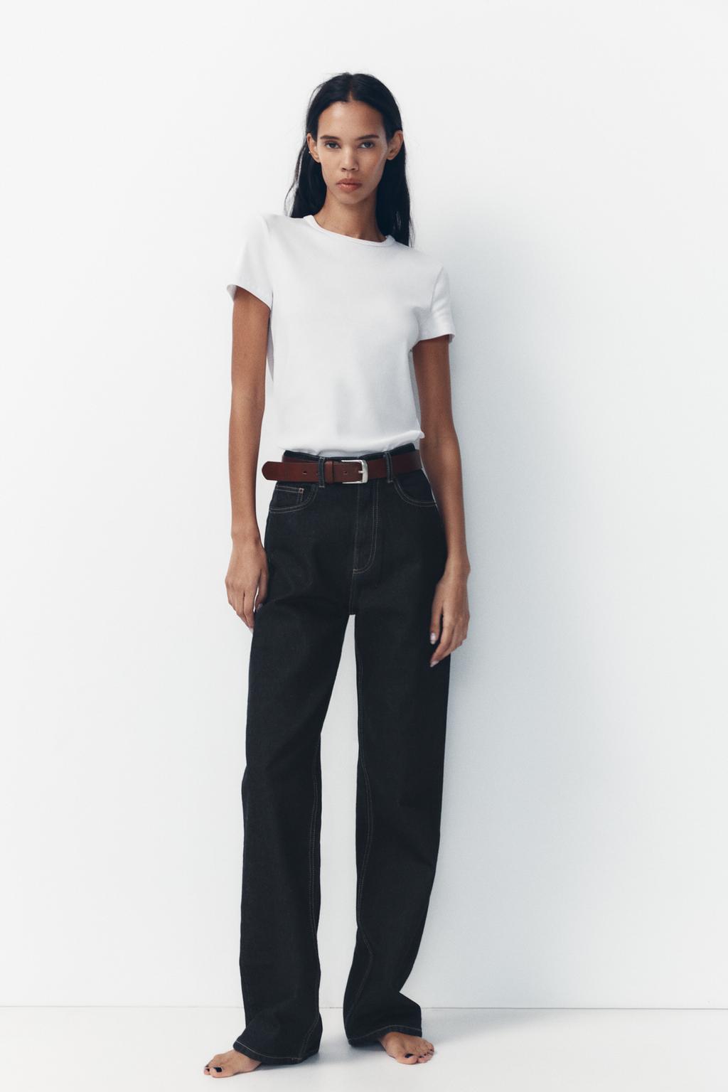 ZARA TRF High-Waist Wide-Leg Full-Length Jeans