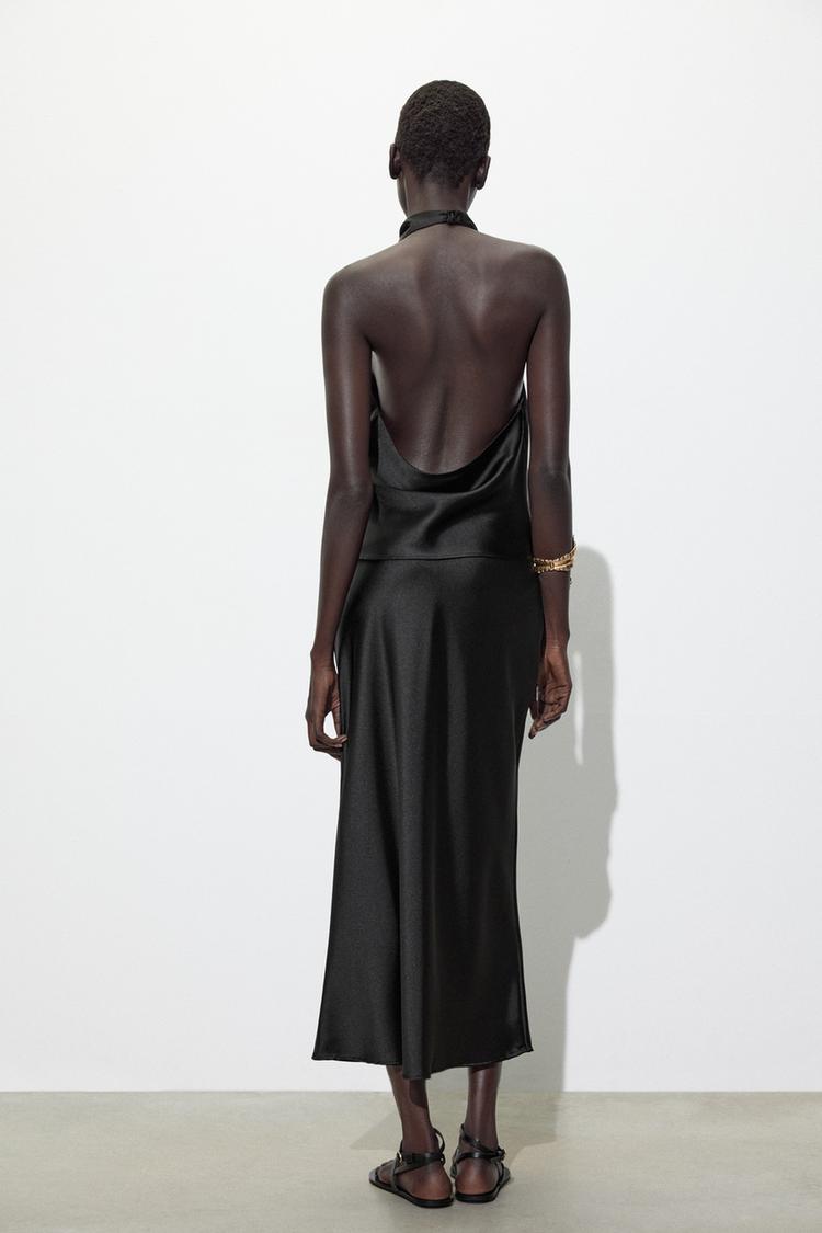 ZARA Satin Midi Skirt