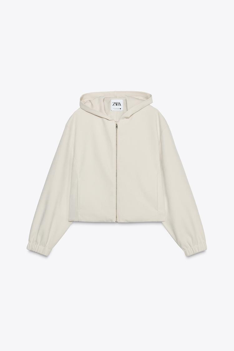 ZARA Textured Bomber Jacket with Hood