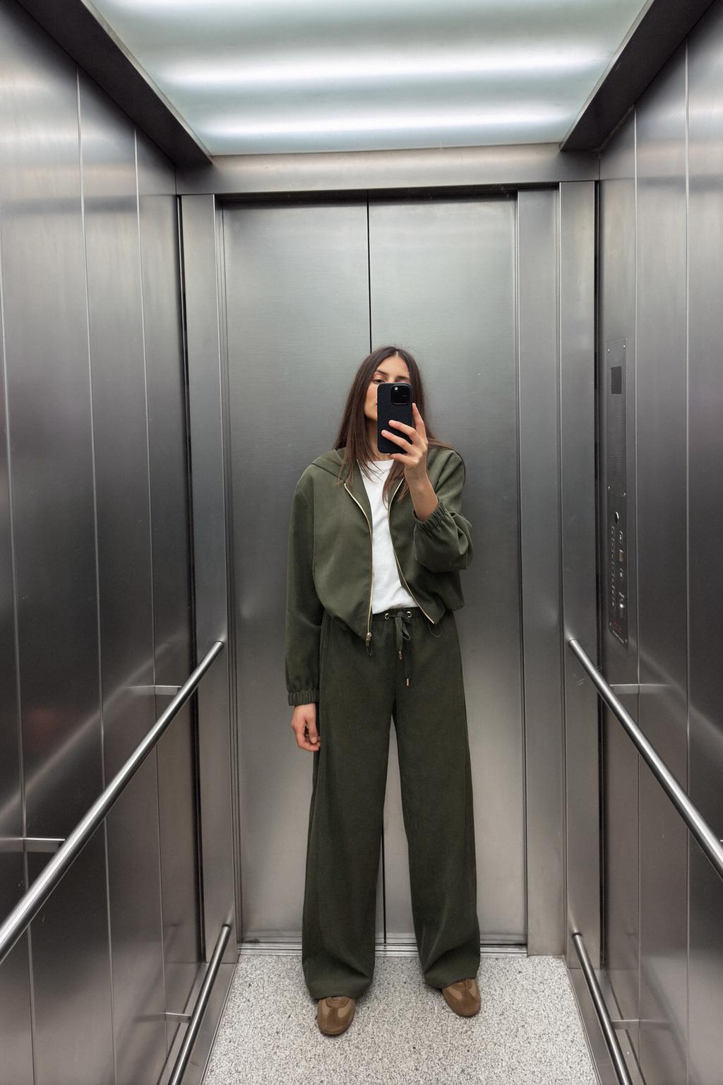 ZARA Textured Bomber Jacket with Hood