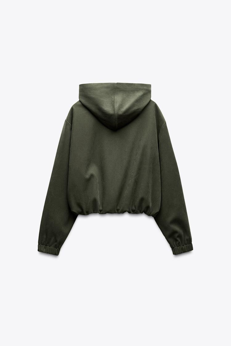 ZARA Textured Bomber Jacket with Hood
