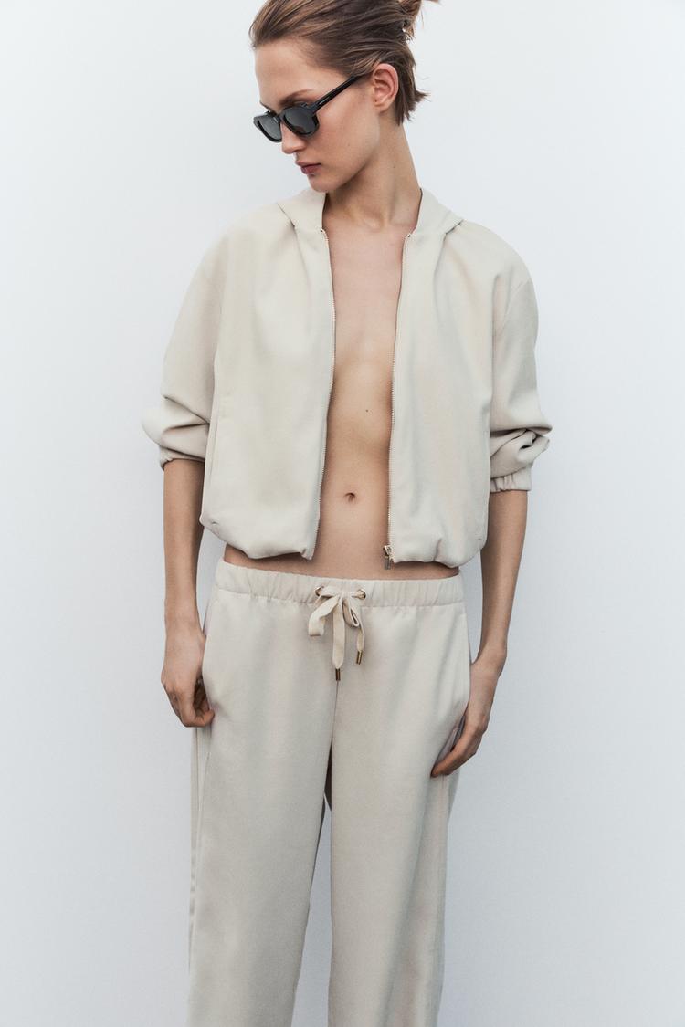 ZARA Textured Bomber Jacket with Hood