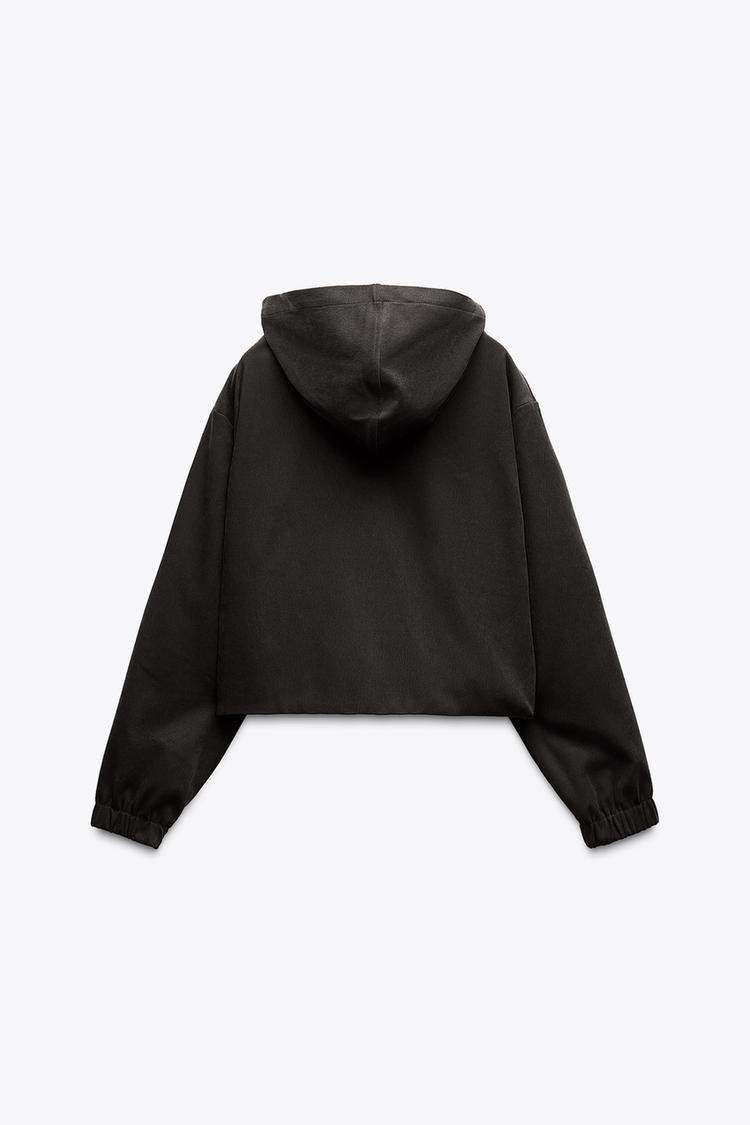 ZARA Textured Bomber Jacket with Hood