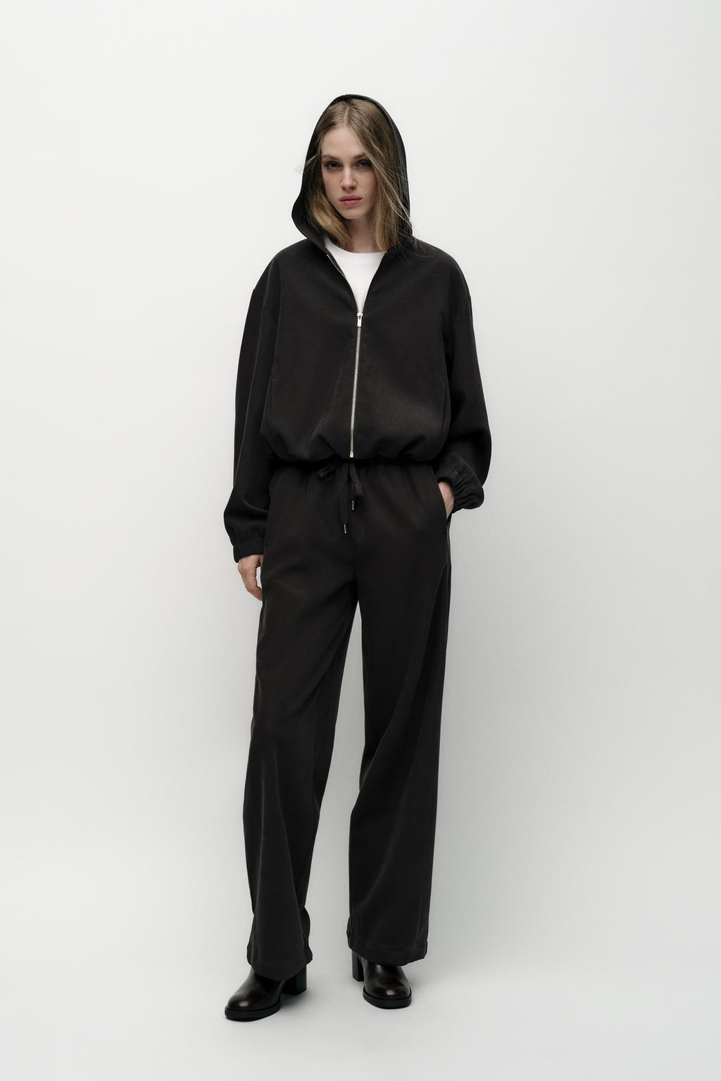 ZARA Textured Bomber Jacket with Hood