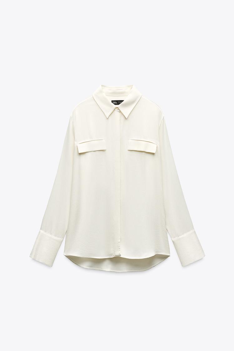 ZARA ZW Collection Satin Shirt with Pockets