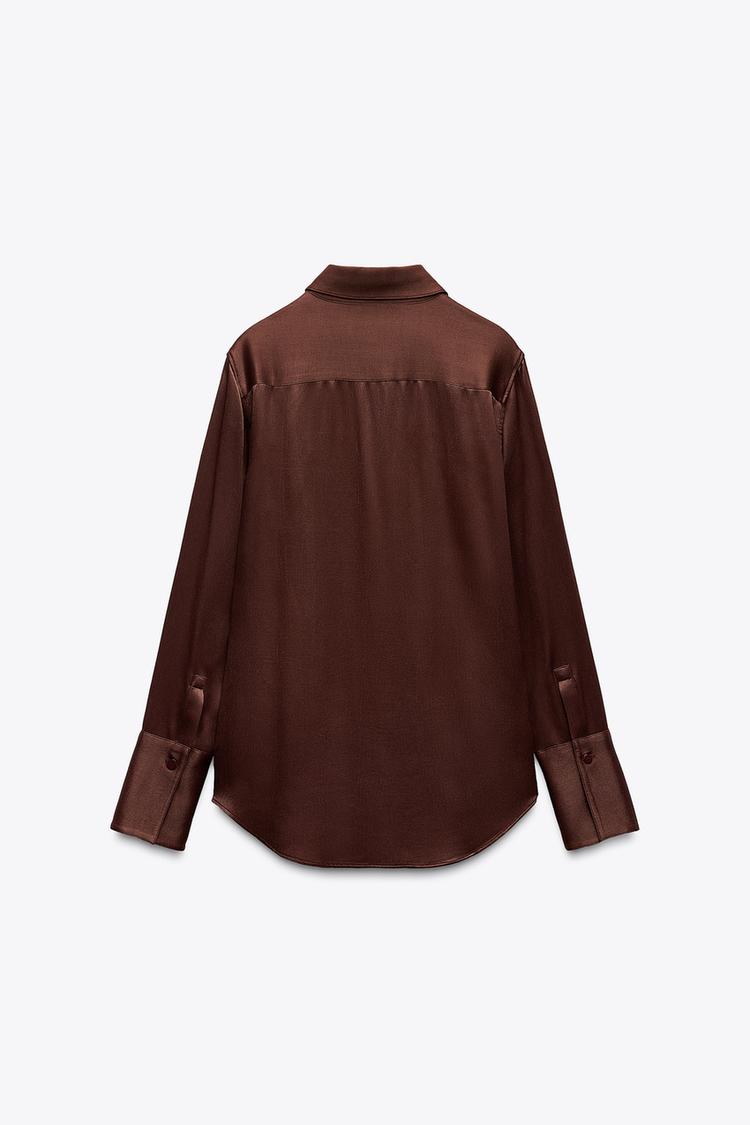 ZARA ZW Collection Satin Shirt with Pockets