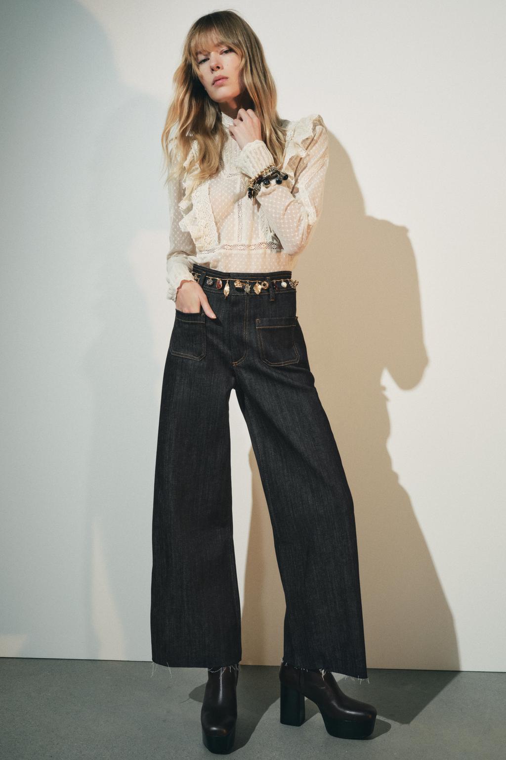 ZARA ザラ JEANS ZW COLLECTION ジーンズ　36 ZW COLLECTION HIGH WAIST WIDE LEG JEANS - Blue | ZARA United