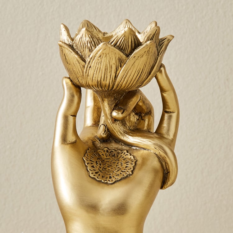 Renaissance Erin Polyresin Lotus in Hand T-Light Holder