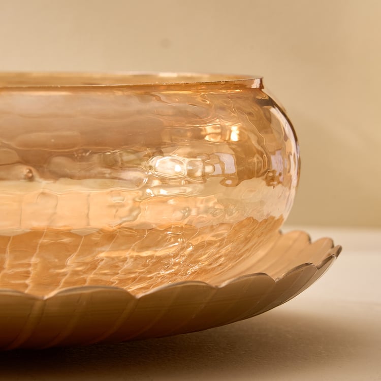 Suvarna Glass Potpourri Bowl with Aluminium Plate