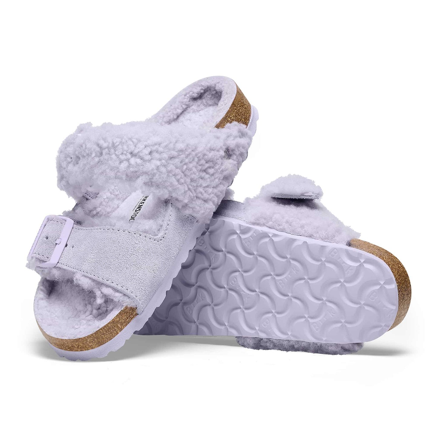 BIRKENSTOCK Arizona Teddy Split Suede Leather Shearling - Purple/Purple Fog