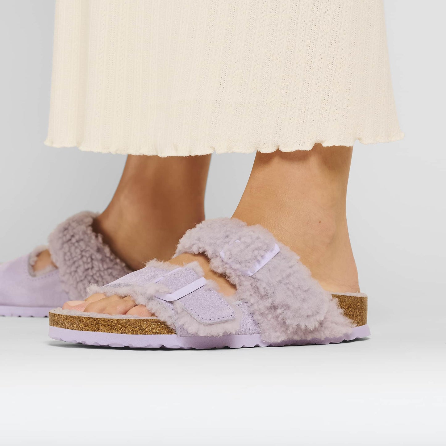 BIRKENSTOCK Arizona Teddy Split Suede Leather Shearling - Purple/Purple Fog