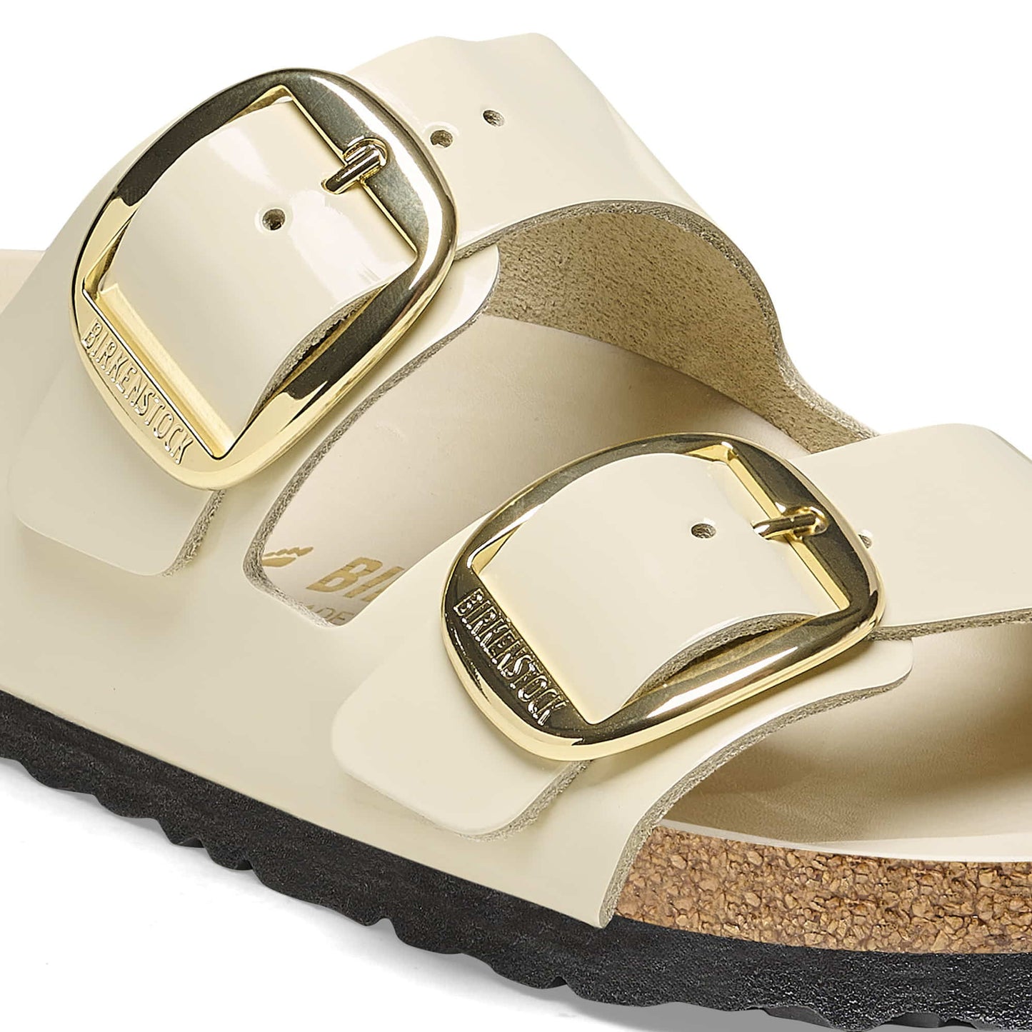 BIRKENSTOCK Arizona Big Buckle Natural Leather Patent - Beige/High-Shine Ecru