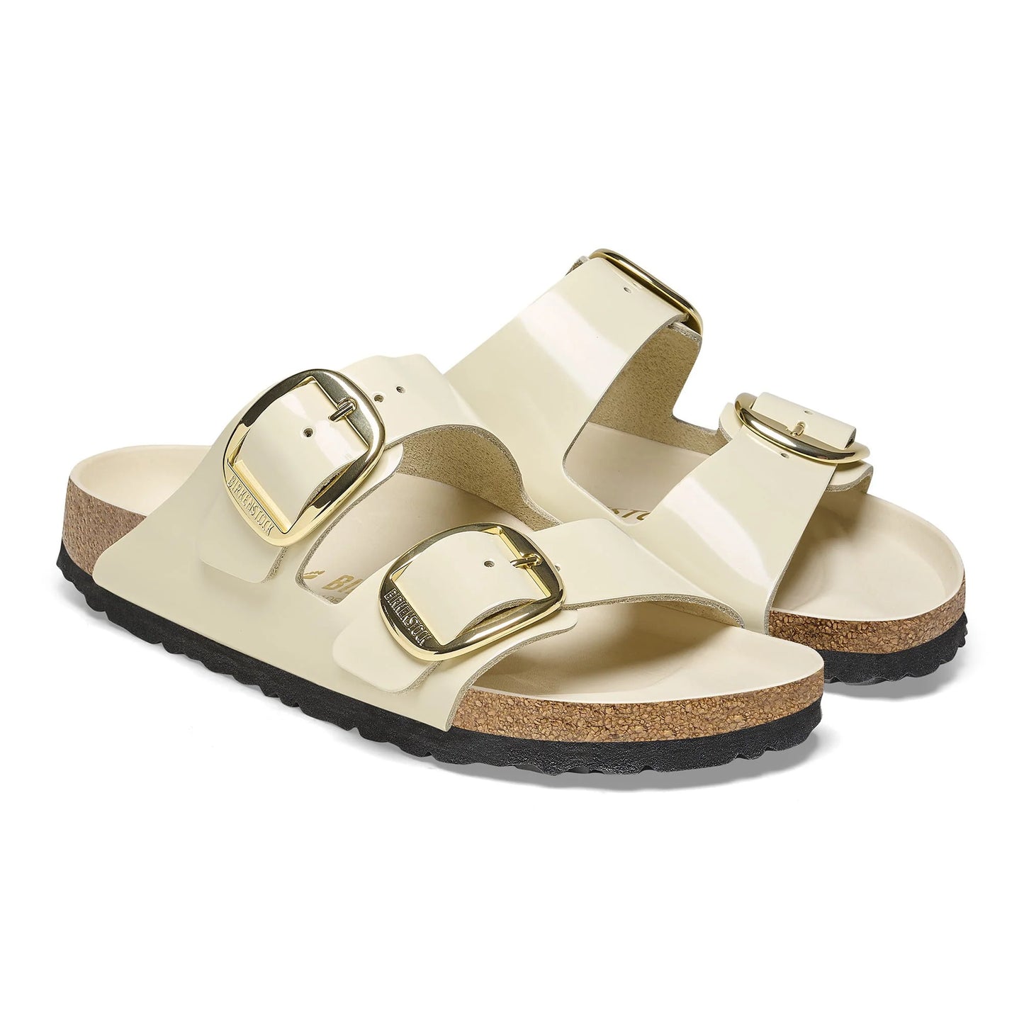 BIRKENSTOCK Arizona Big Buckle Natural Leather Patent - Beige/High-Shine Ecru