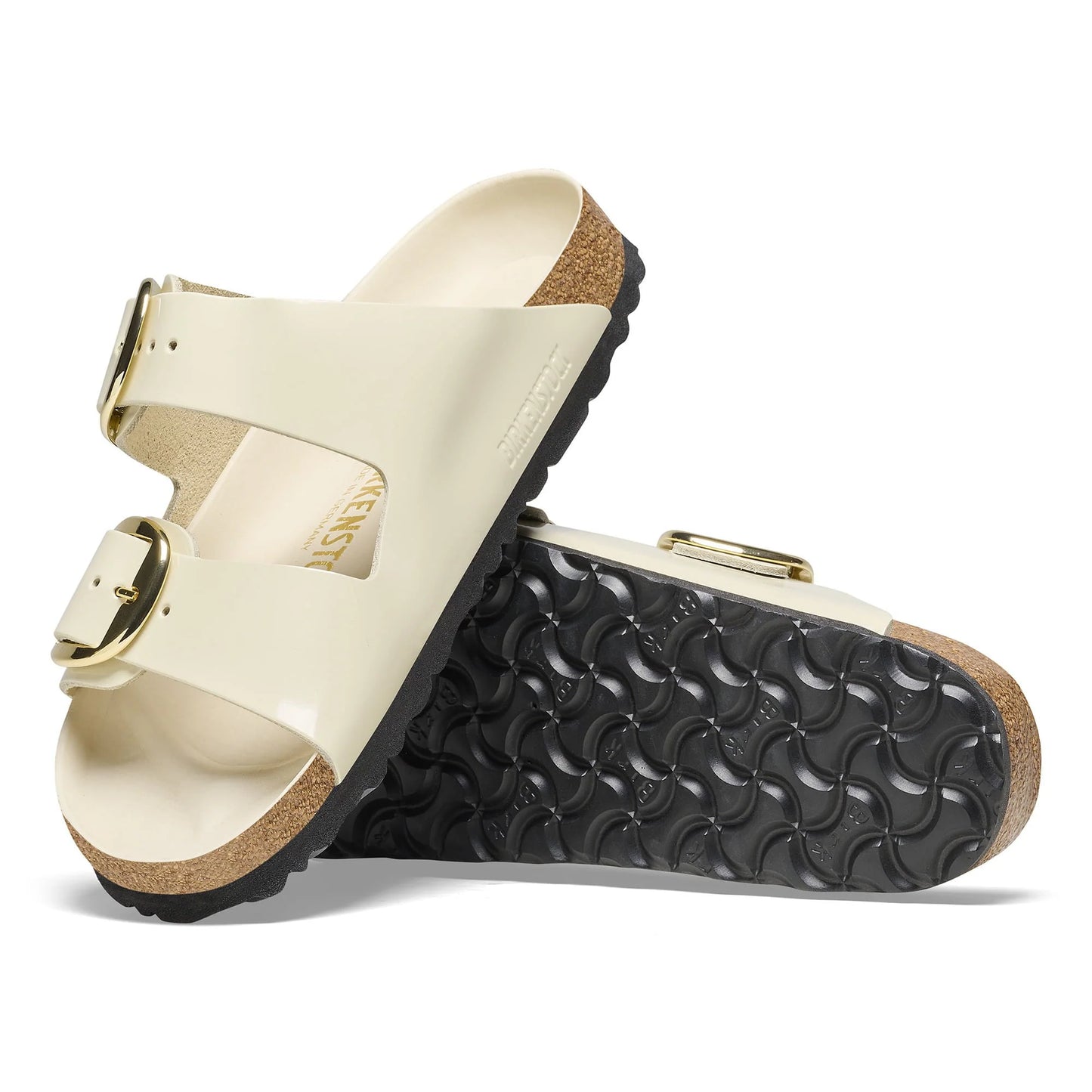 BIRKENSTOCK Arizona Big Buckle Natural Leather Patent - Beige/High-Shine Ecru
