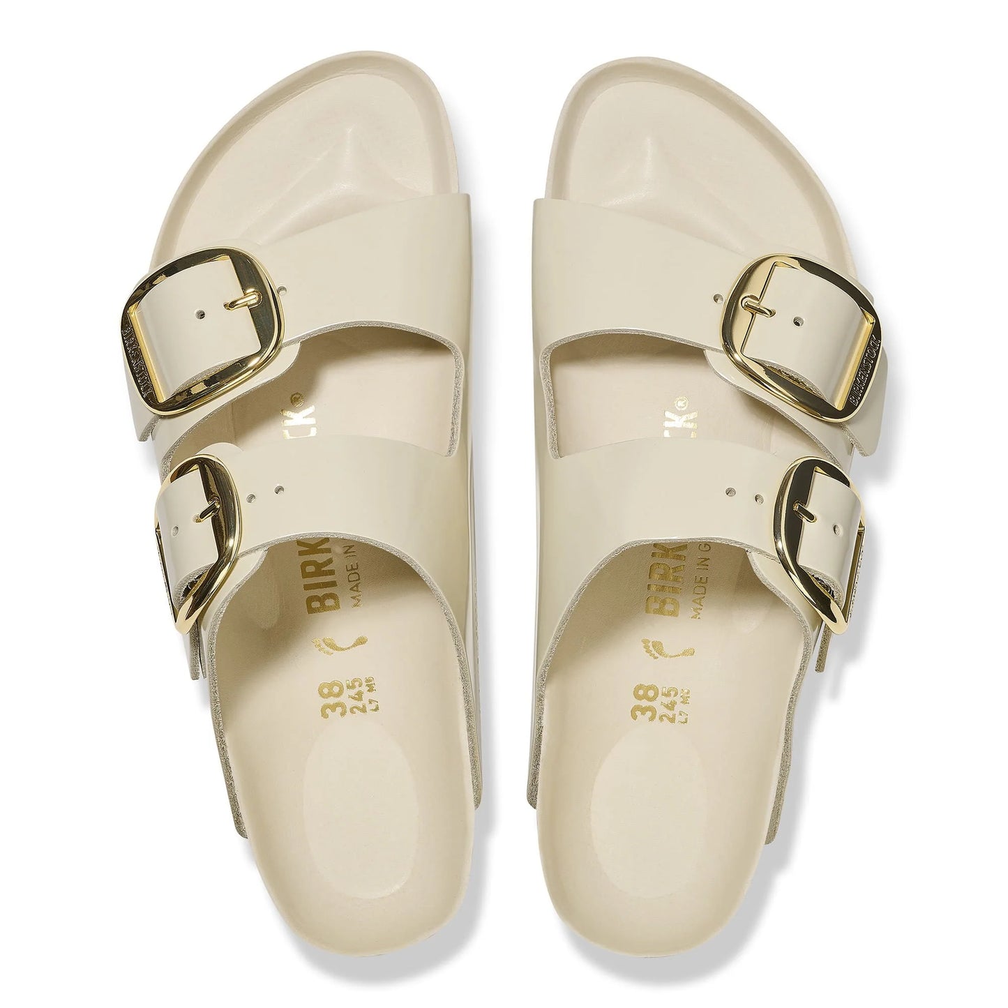 BIRKENSTOCK Arizona Big Buckle Natural Leather Patent - Beige/High-Shine Ecru