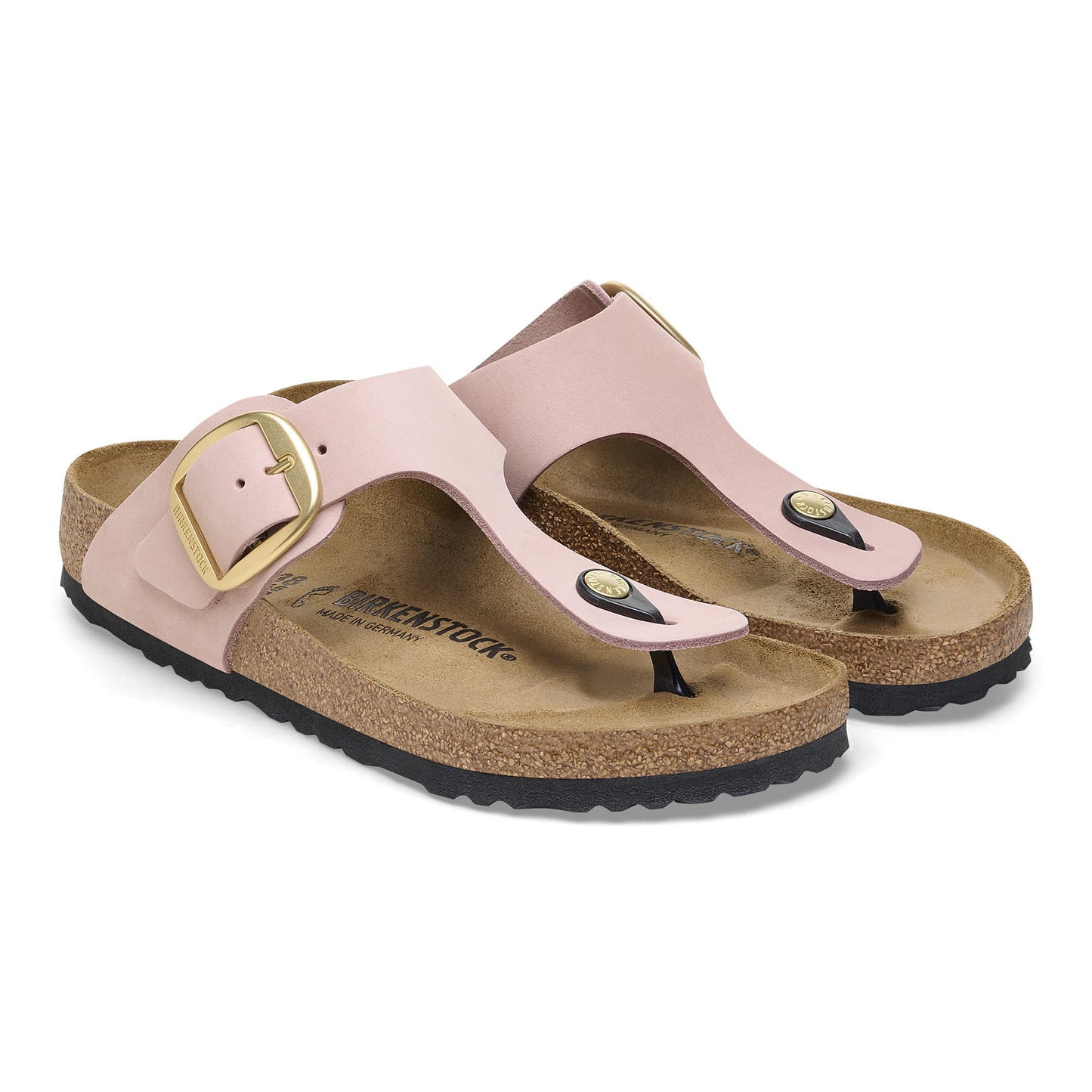 BIRKENSTOCK Gizeh Big Buckle Nubuck Leather - Pink/Soft Pink