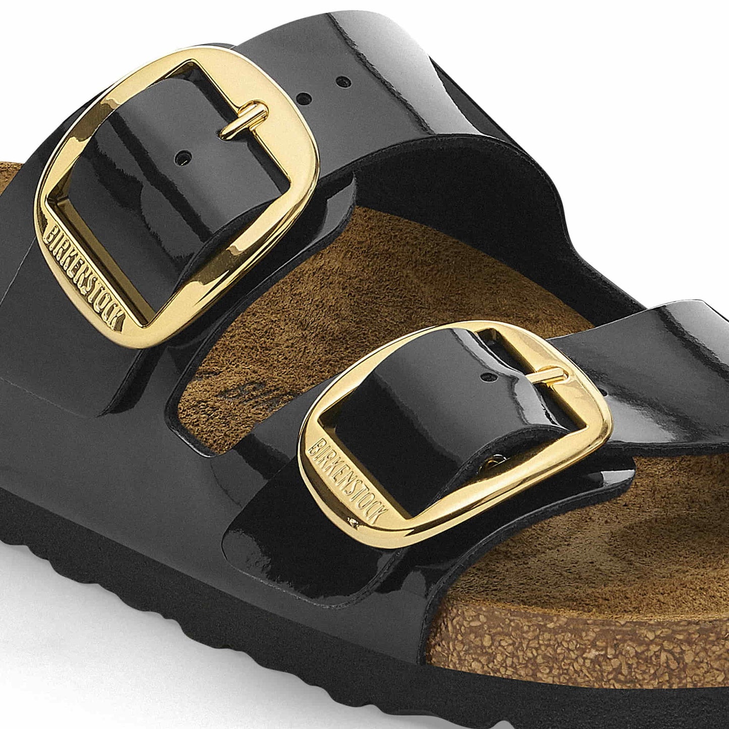 BIRKENSTOCK Arizona Big Buckle Birko-Flor Patent - Black/Patent Black/Gold