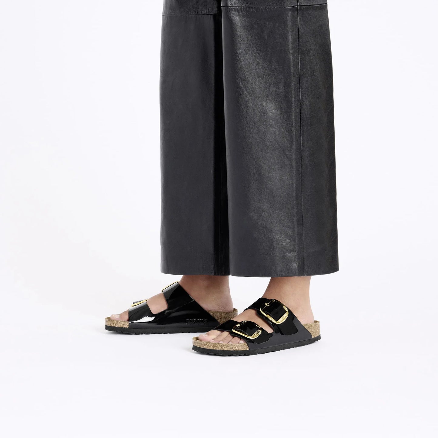 BIRKENSTOCK Arizona Big Buckle Birko-Flor Patent - Black/Patent Black/Gold