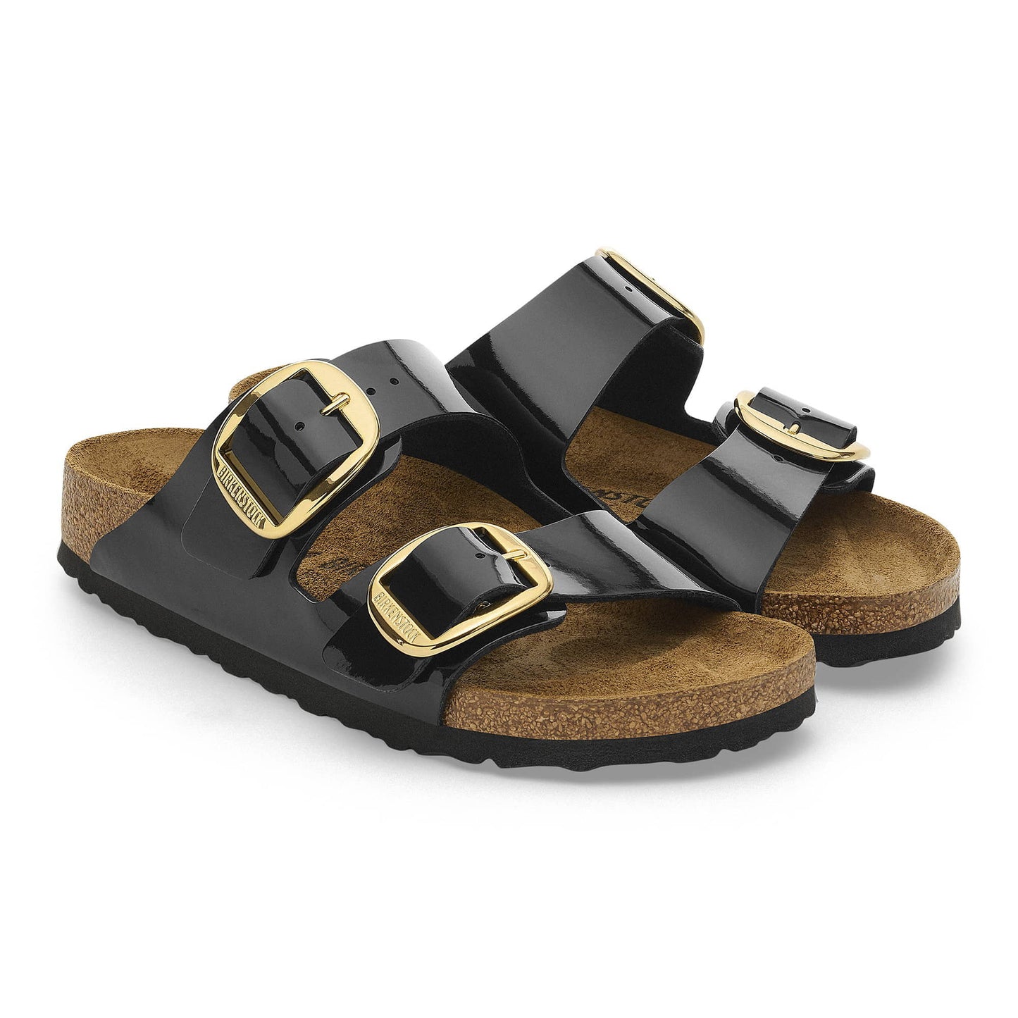 BIRKENSTOCK Arizona Big Buckle Birko-Flor Patent - Black/Patent Black/Gold