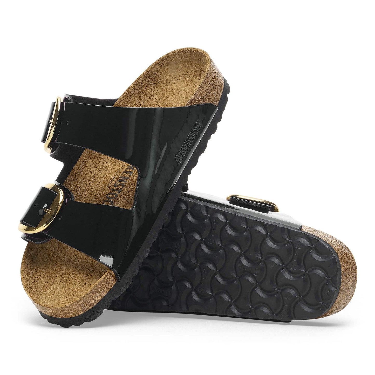 BIRKENSTOCK Arizona Big Buckle Birko-Flor Patent - Black/Patent Black/Gold